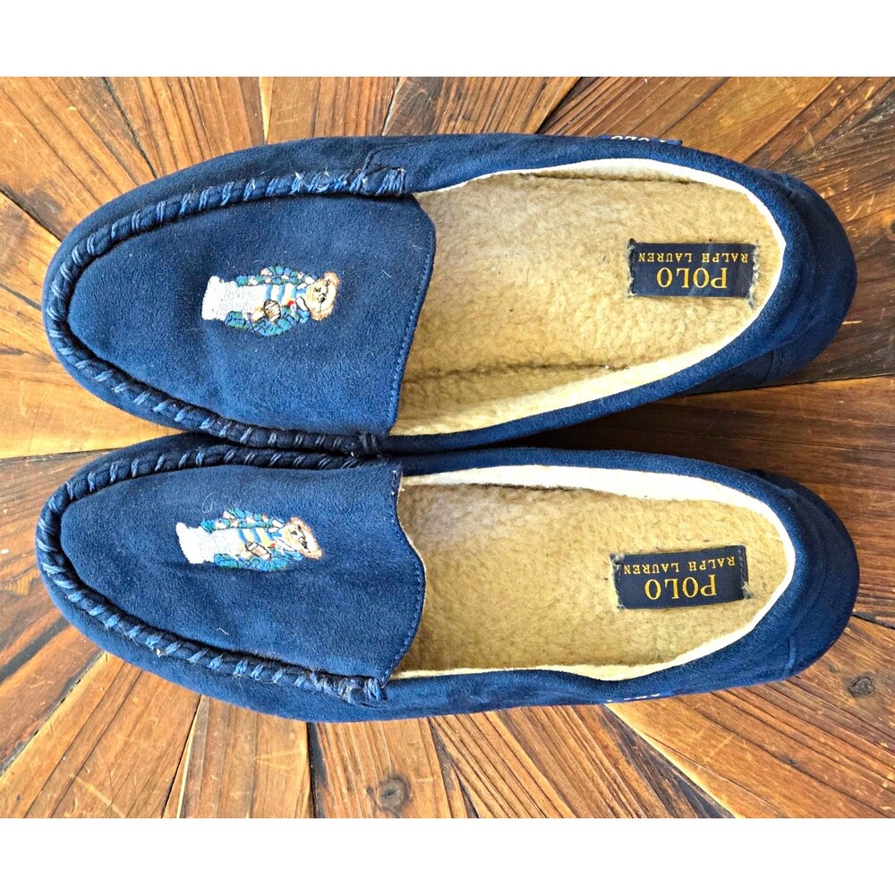 Polo Ralph Lauren Dezi IV Bear Suede Moccasin Slippers - Size 11